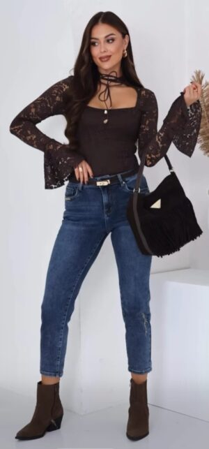 Alternative view of BIBIONE Bodysuit Black and Chocolate