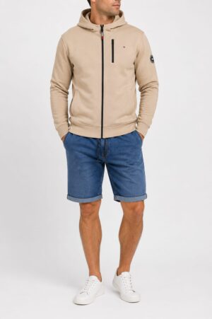 MEN'S DENIM SHORTS WITH ELASTIC WAIST & DRAWSTRING