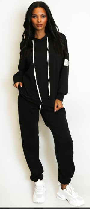 Alternative view of Women’s Black Oversized Hoodie & Joggers Set