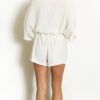 Women’s Cream Oversized Top & Shorts Co-Ord Set - Image 3