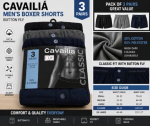 Alternative view of Cavailia Men’s Classic Boxer Shorts – 3 Pack