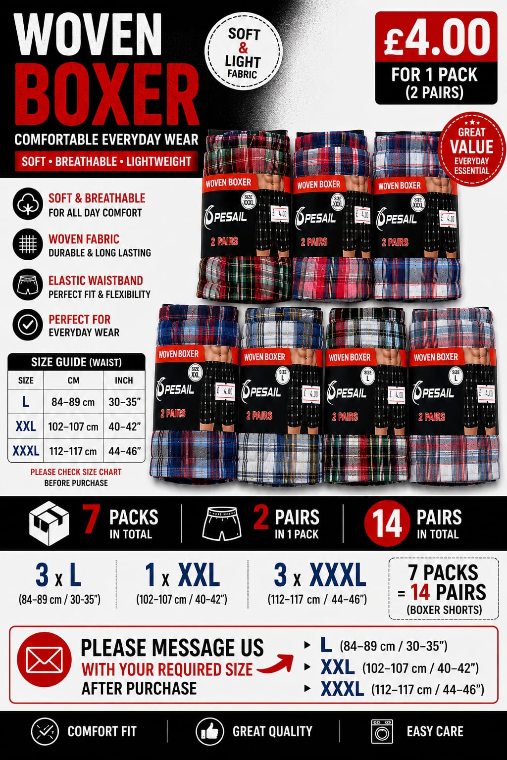 men’s woven boxer shorts 2pack