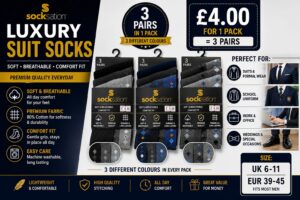 Men’s Luxury Cotton Rich Suit Socks – 3 Pairs