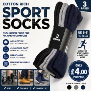 Men’s Cotton Rich Sport Socks 3 Pack