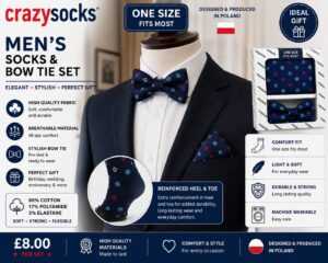 Men’s Socks & Bow Tie Gift Set – Blue & Red | CrazySocks