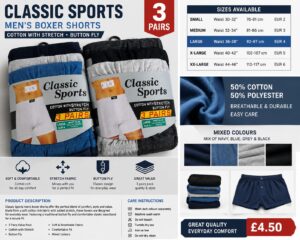 Men’s Classic Boxer Shorts – 3 Pack